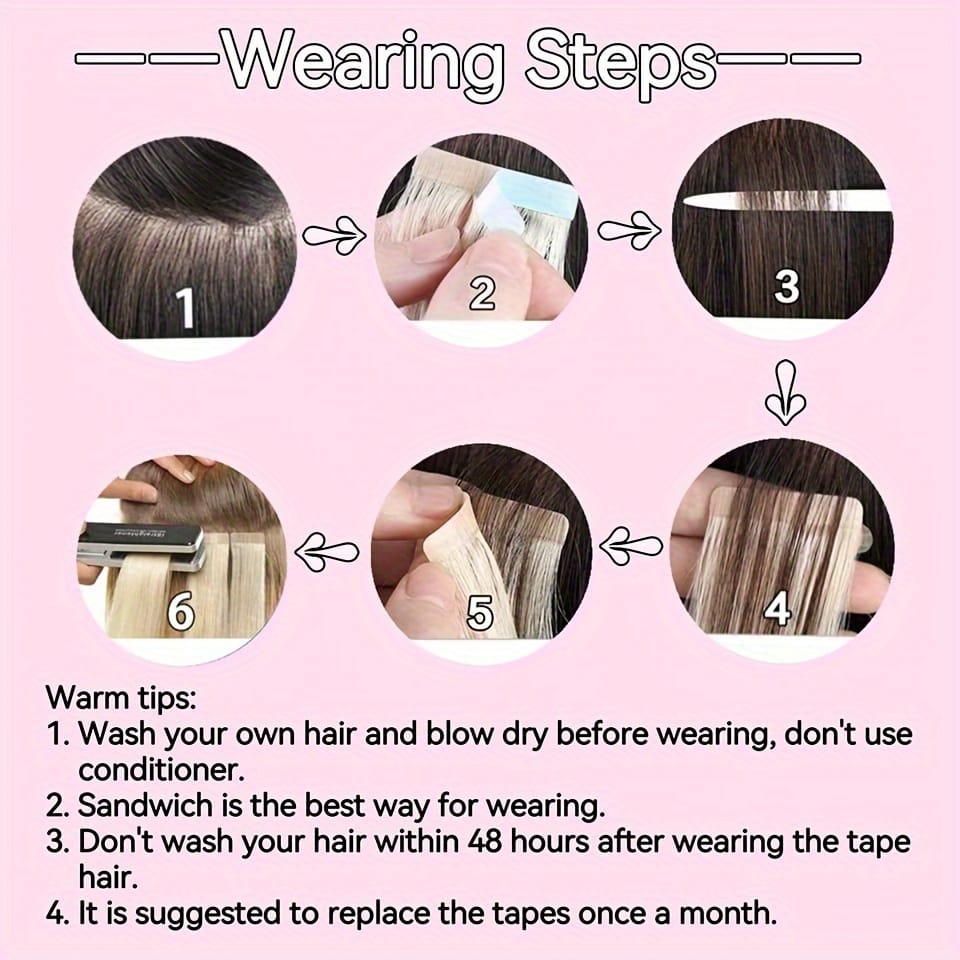 KissICON Remy Straight Tape In Hair Extensions 18 26