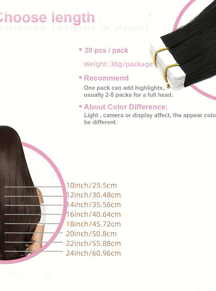 KissICON Remy Straight Tape In Hair Extensions 18 26