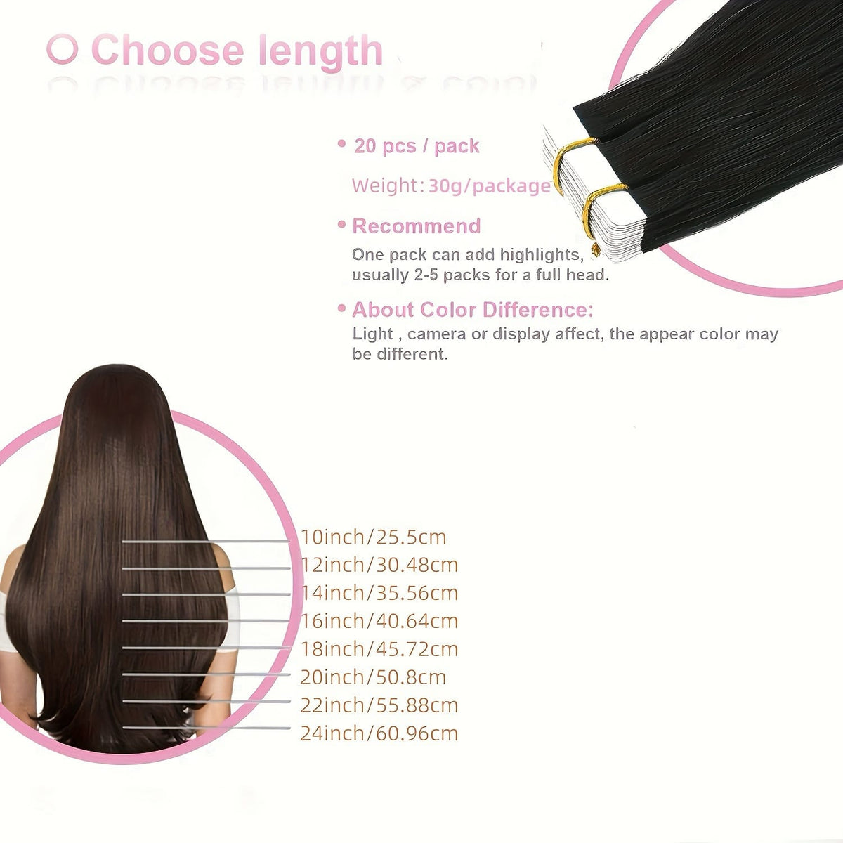 KissICON Remy Straight Tape In Hair Extensions 18 26