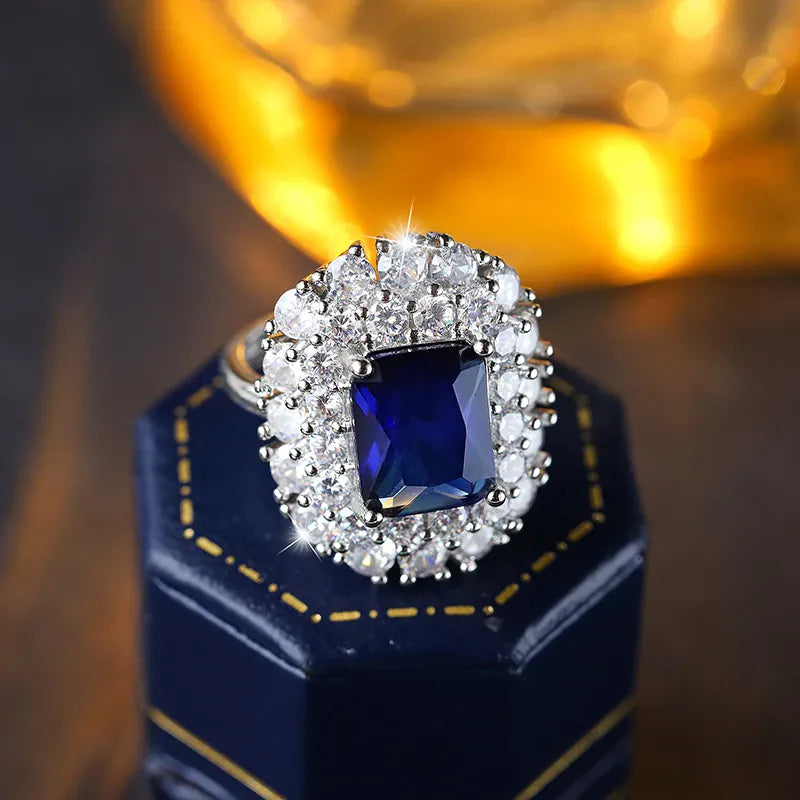 KissICON resizable / Blue KissIcon 2025 Fashion Adjustable Zircon Ring - Open Band