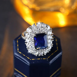 KissICON resizable / Blue KissIcon 2025 Fashion Adjustable Zircon Ring - Open Band