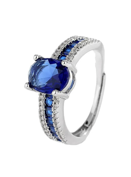 KissICON resizable / Blue Kissicon Elegant Blue Zircon Ring – Fashionable