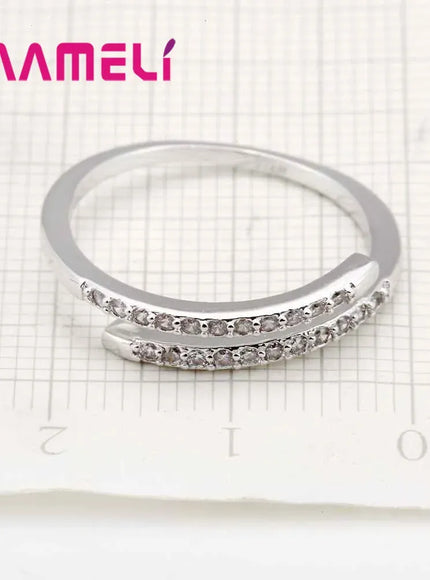 KissICON resizable Elegant Adjustable Silver Ring – Sparkling Zircons