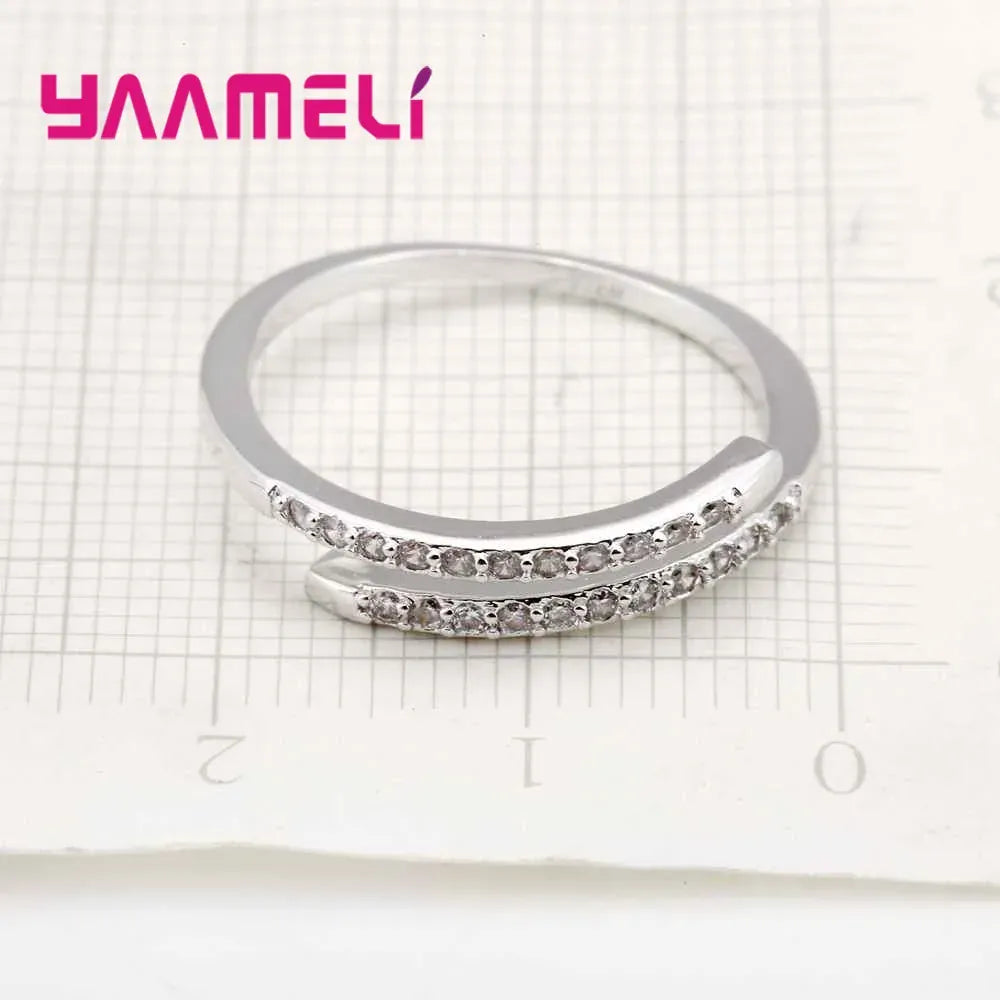 KissICON resizable Elegant Adjustable Silver Ring – Sparkling Zircons