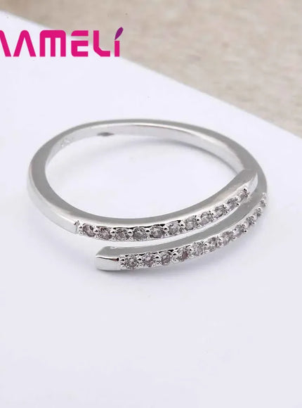 KissICON resizable Elegant Adjustable Silver Ring – Sparkling Zircons