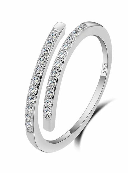 KissICON resizable Elegant Adjustable Silver Ring – Sparkling Zircons