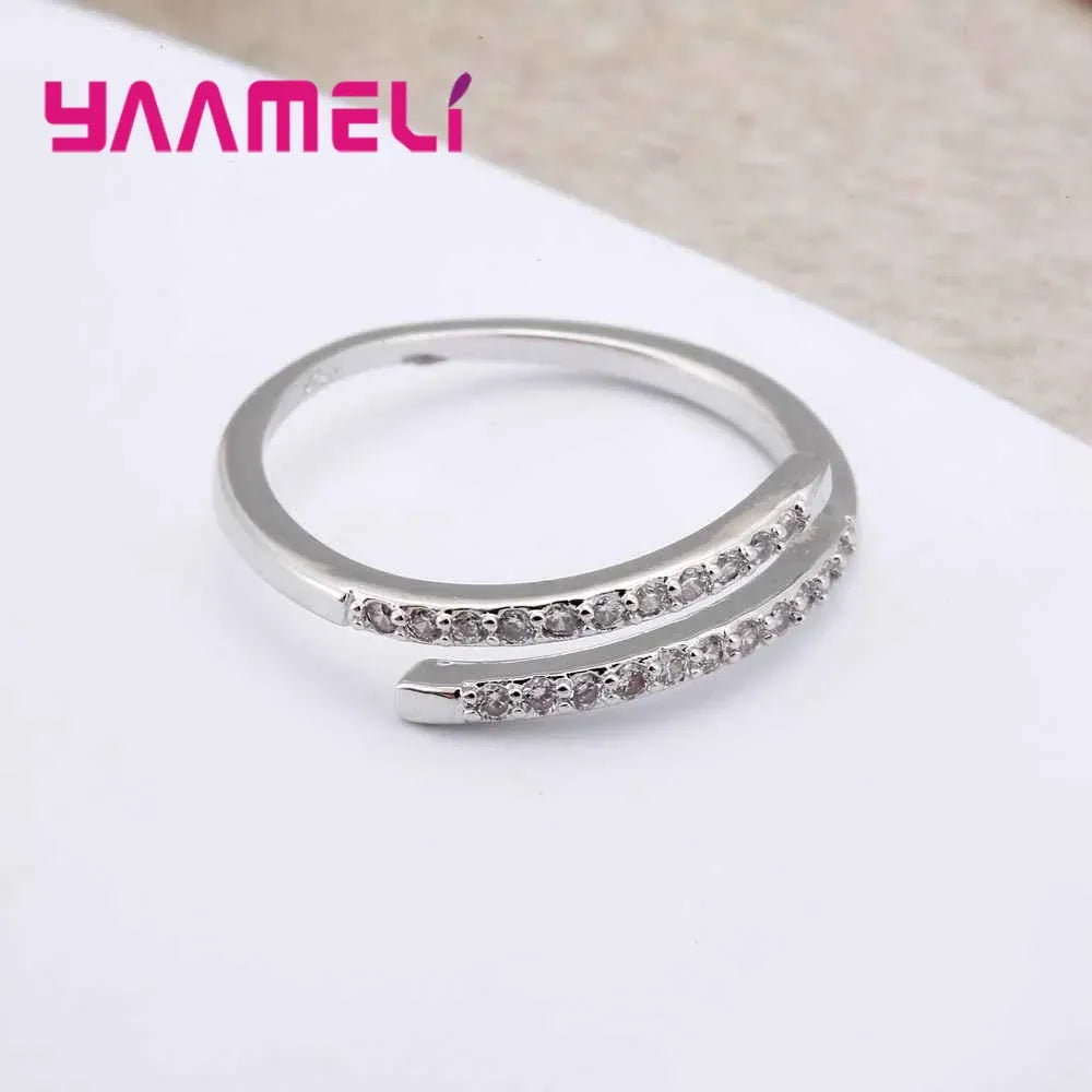 KissICON resizable Elegant Adjustable Silver Ring – Sparkling Zircons