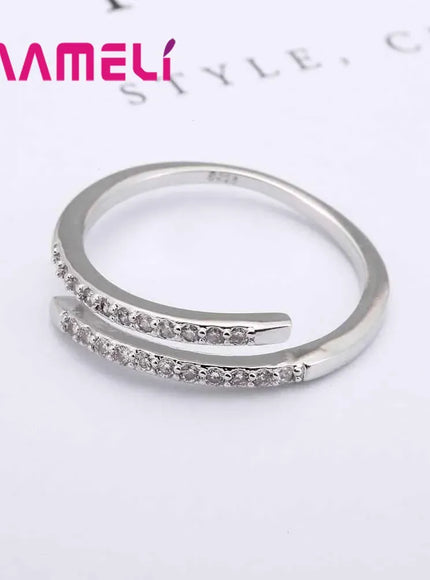 KissICON resizable Elegant Adjustable Silver Ring – Sparkling Zircons