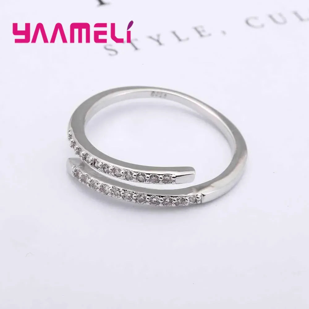 KissICON resizable Elegant Adjustable Silver Ring – Sparkling Zircons