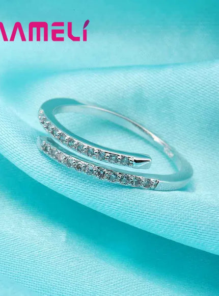 KissICON resizable Elegant Adjustable Silver Ring – Sparkling Zircons