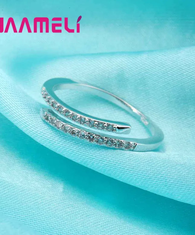 KissICON resizable Elegant Adjustable Silver Ring – Sparkling Zircons