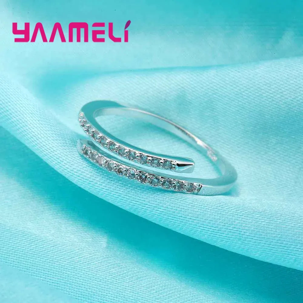 KissICON resizable Elegant Adjustable Silver Ring – Sparkling Zircons