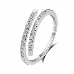 KissICON resizable Elegant Adjustable Silver Ring – Sparkling Zircons