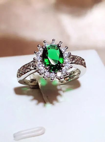 KissICON resizable Exquisite 925 Silver Plated Ring for Women's Party Jewelry Shiny AAAA Zircon Ring Wedding Bridal Jewelry Engagement Ring