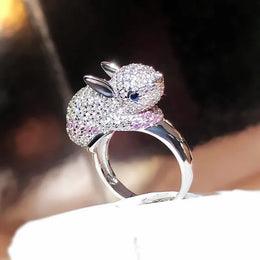 KissICON resizable KissIcon 2024 Zircon Rabbit Ring - Silver Plated Giftable