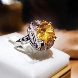 KissICON resizable KissIcon Flashy Ring for Women - Adjustable Yellow Zircon