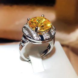 KissICON resizable KissIcon Flashy Ring for Women - Adjustable Yellow Zircon