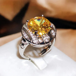 KissICON resizable KissIcon Flashy Ring for Women - Adjustable Yellow Zircon