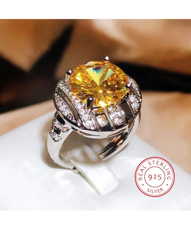 KissICON resizable KissIcon Flashy Ring for Women - Adjustable Yellow Zircon
