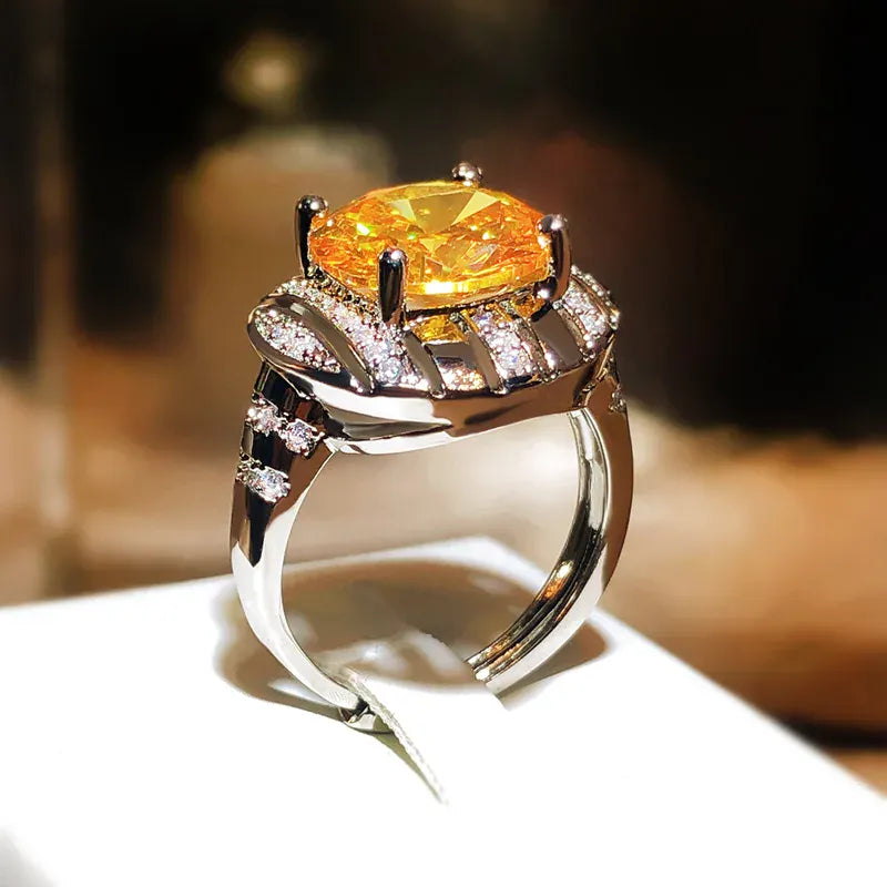 KissICON resizable KissIcon Flashy Ring for Women - Adjustable Yellow Zircon