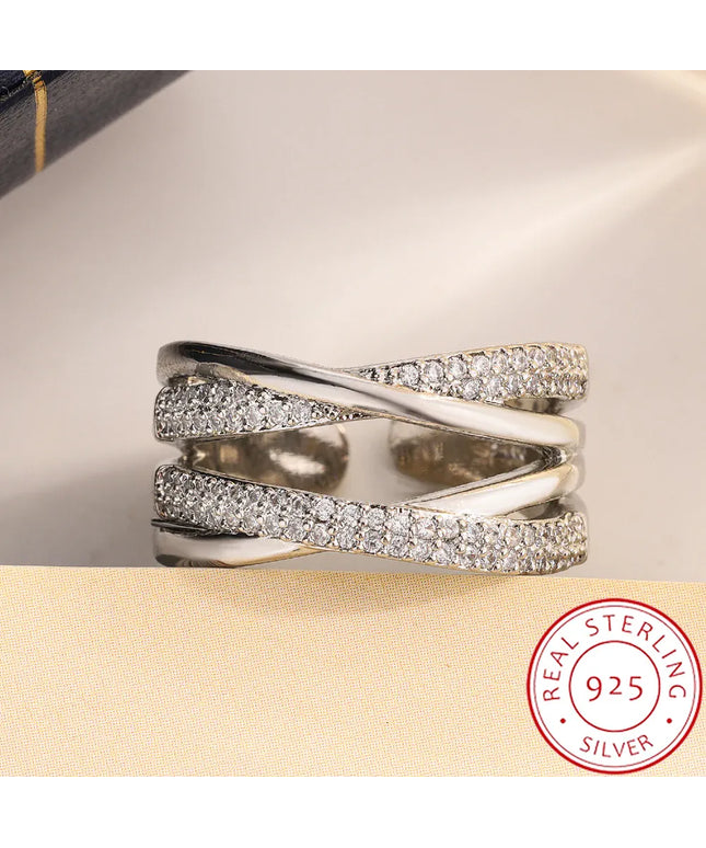 KissICON resizable KissIcon Geometric Line Zircon Ring - Adjustable Fit