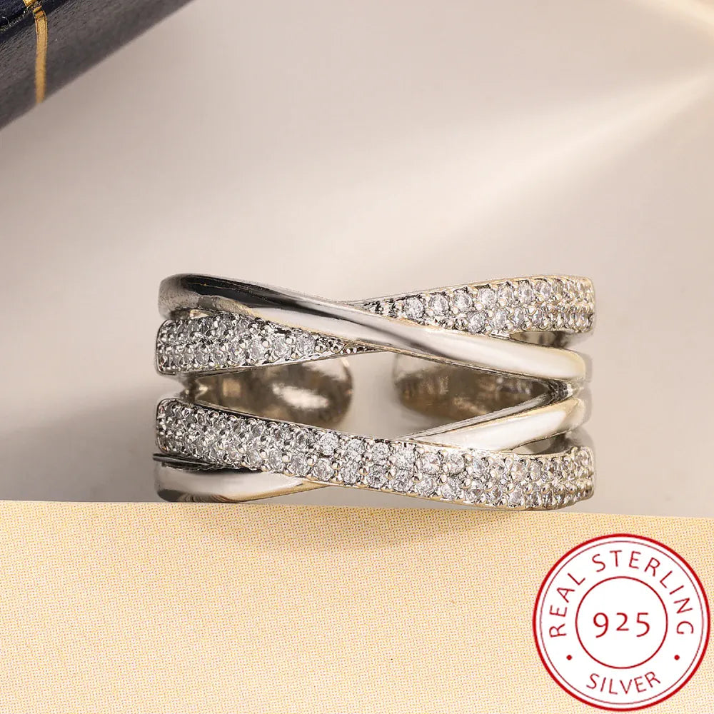 KissICON resizable KissIcon Geometric Line Zircon Ring - Adjustable Fit
