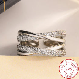 KissICON resizable KissIcon Geometric Line Zircon Ring - Adjustable Fit