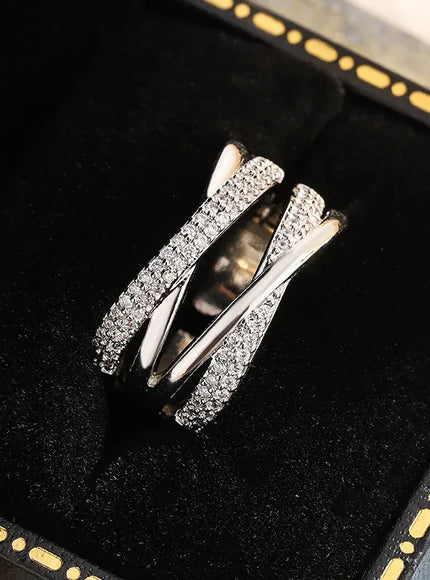 KissICON resizable KissIcon Geometric Line Zircon Ring - Adjustable Fit