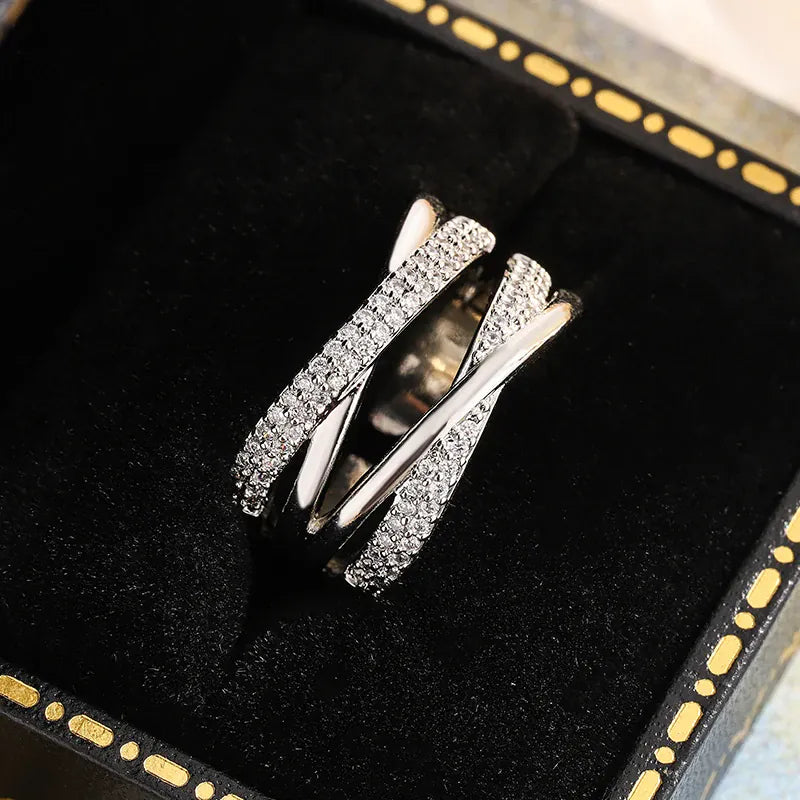 KissICON resizable KissIcon Geometric Line Zircon Ring - Adjustable Fit