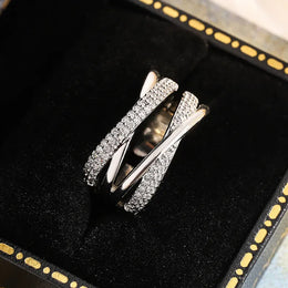 KissICON resizable KissIcon Geometric Line Zircon Ring - Adjustable Fit