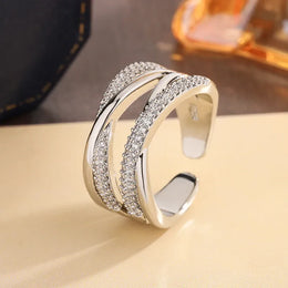 KissICON resizable KissIcon Geometric Line Zircon Ring - Adjustable Fit
