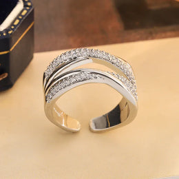 KissICON resizable KissIcon Geometric Line Zircon Ring - Adjustable Fit