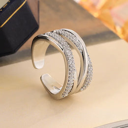 KissICON resizable KissIcon Geometric Line Zircon Ring - Adjustable Fit