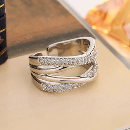 KissICON resizable KissIcon Geometric Line Zircon Ring - Adjustable Fit