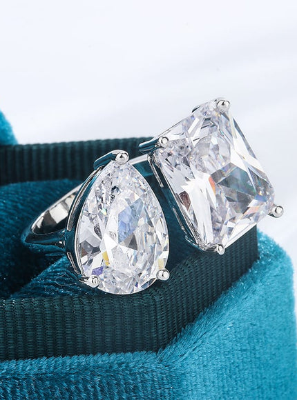 KissICON resizable KissIcon Geometric Square Zircon Opening Ring - Lux Spark