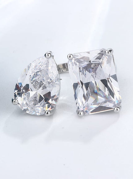 KissICON resizable KissIcon Geometric Square Zircon Opening Ring - Lux Spark