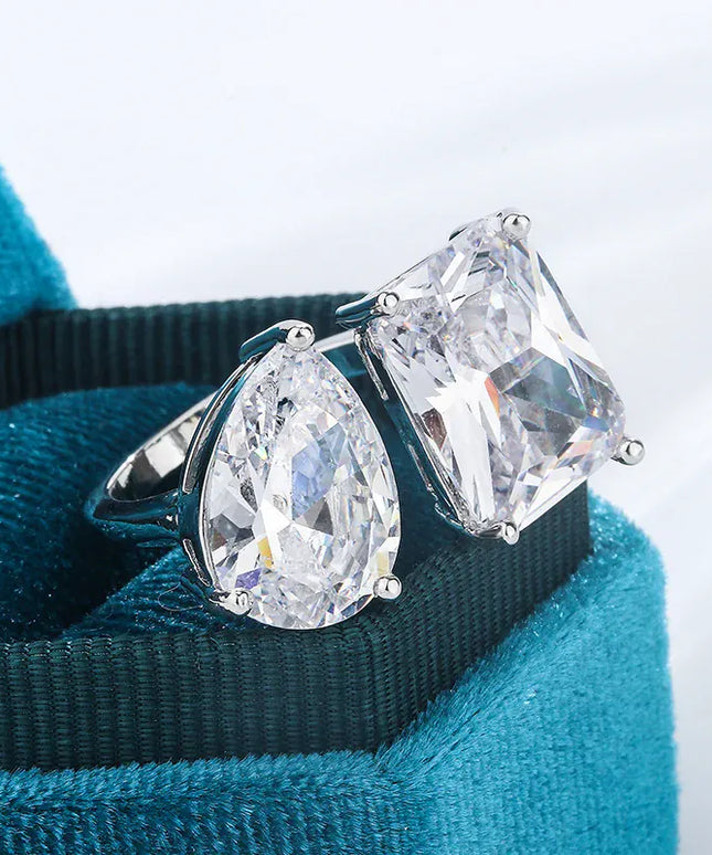 KissICON resizable KissIcon Geometric Square Zircon Opening Ring - Lux Spark