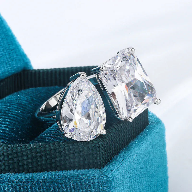KissICON resizable KissIcon Geometric Square Zircon Opening Ring - Lux Spark