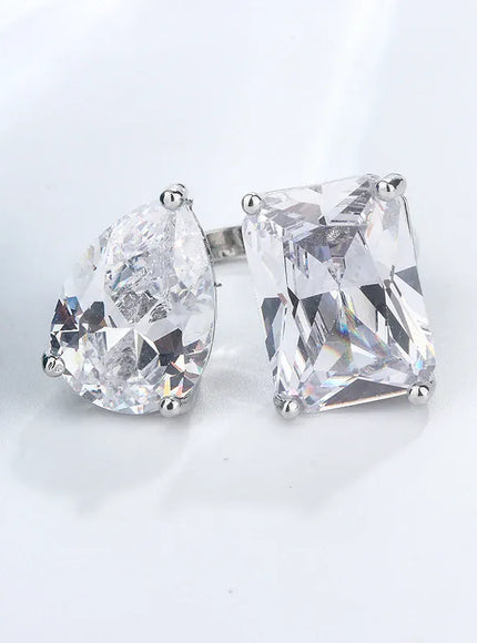 KissICON resizable KissIcon Geometric Square Zircon Opening Ring - Lux Spark