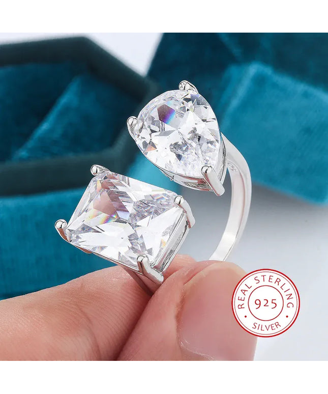 KissICON resizable KissIcon Geometric Square Zircon Opening Ring - Lux Spark