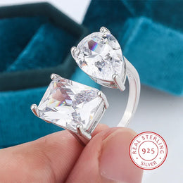 KissICON resizable KissIcon Geometric Square Zircon Opening Ring - Lux Spark