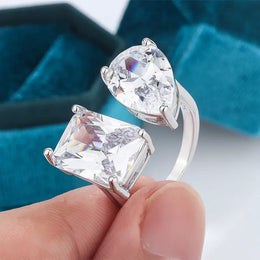 KissICON resizable KissIcon Geometric Square Zircon Opening Ring - Lux Spark