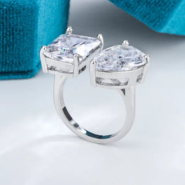 KissICON resizable KissIcon Geometric Square Zircon Opening Ring - Lux Spark