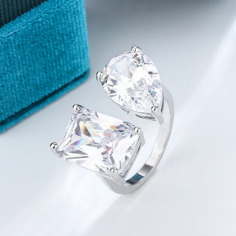 KissICON resizable KissIcon Geometric Square Zircon Opening Ring - Lux Spark