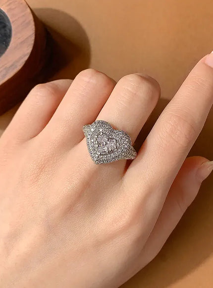 KissICON resizable KissIcon Hip Hop Style Full CZ Heart Ring - Iced Out