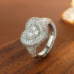 KissICON resizable KissIcon Hip Hop Style Full CZ Heart Ring - Iced Out