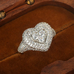 KissICON resizable KissIcon Hip Hop Style Full CZ Heart Ring - Iced Out