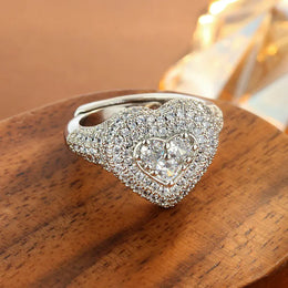 KissICON resizable KissIcon Hip Hop Style Full CZ Heart Ring - Iced Out
