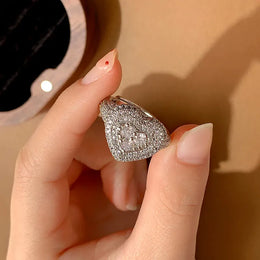 KissICON resizable KissIcon Hip Hop Style Full CZ Heart Ring - Iced Out