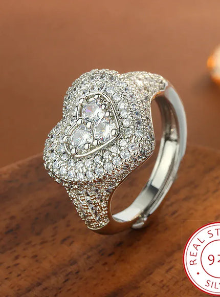 KissICON resizable KissIcon Hip Hop Style Full CZ Heart Ring - Iced Out